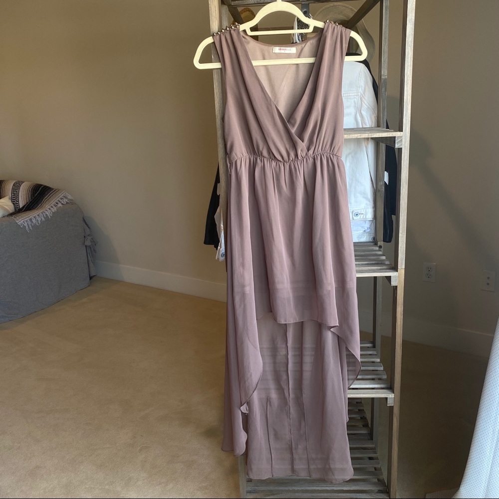 Annabelle mauve dress w bronze shoulder grommets